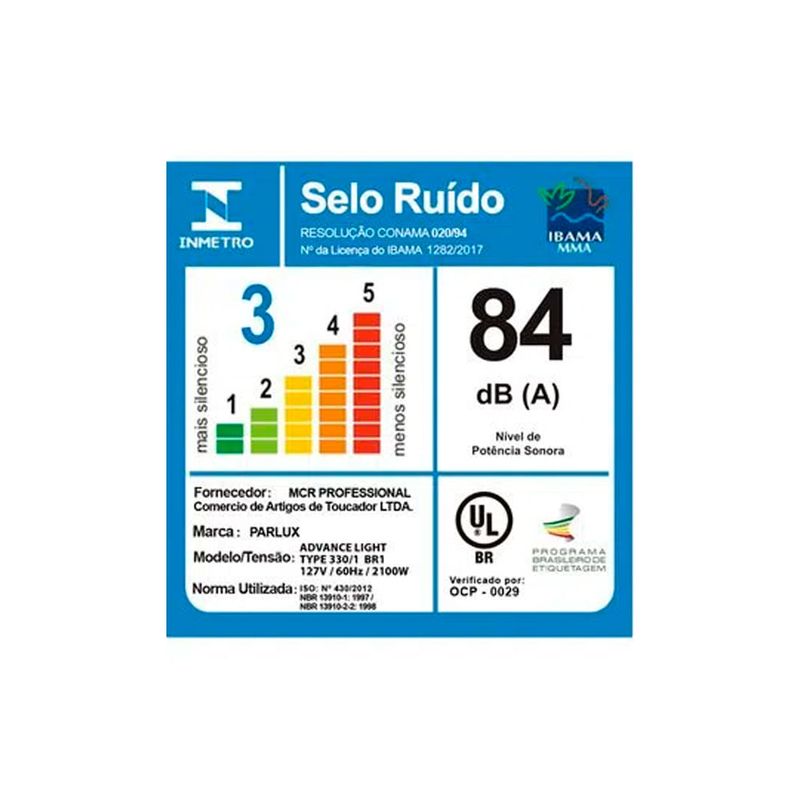 Secador de Cabelo Parlux 385 Powerlight 2100W com 2 Velocidades Branco 110V