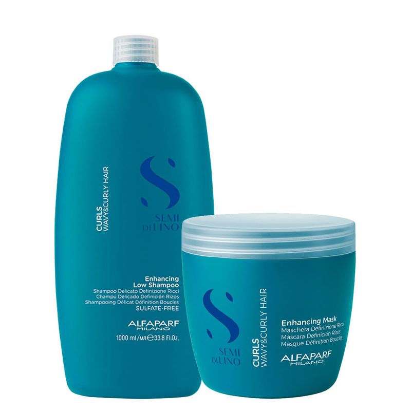 Kit Alfaparf Milano Professional Semi Di Lino Curls - Shampoo 1000 ml + Máscara 500 ml