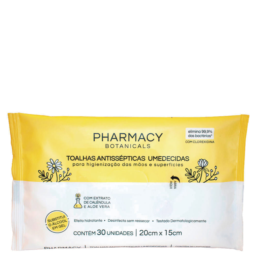 Toalhas Umedecidas Antissépticas Pharmacy Botanicals - 30 Unidades é boa?