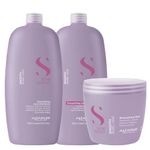 Kit Alfaparf Milano Professional Semi Di Lino Smooth Smoothing - Shampoo 1000 ml + Condicionador 1000 ml + Máscara 500 ml