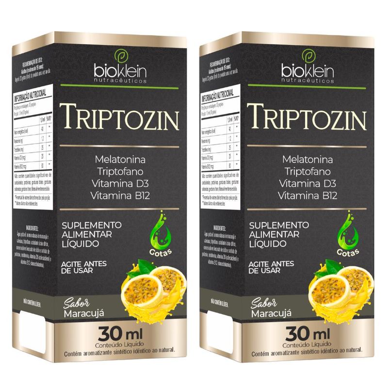 KIT 2X Triptozin (Melatonina, Tiptofano, Vitamina D3 e B12) em gotas 30ml - Bioklein Sabor:Maracujá