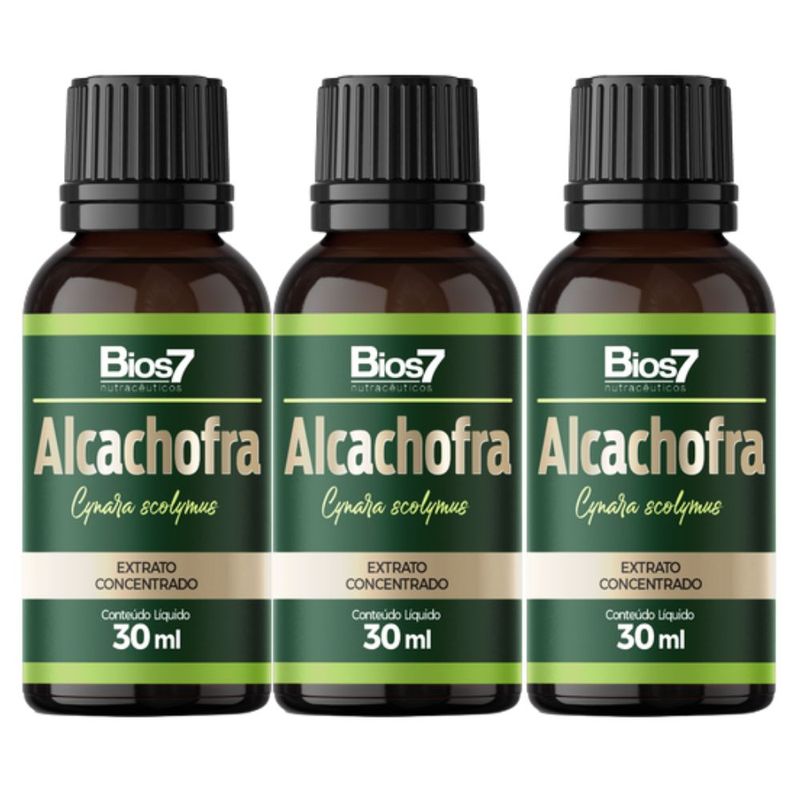 KIT 3X Alcachofra em Gotas Extrato Concentrado 30ml - Bios7