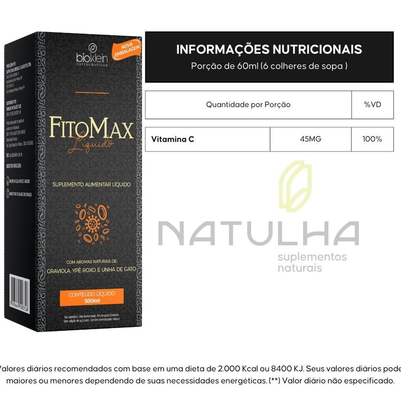 FitoMax (Ypê Roxo, Unha de Gato e Camomila) 500ml - Bioklein