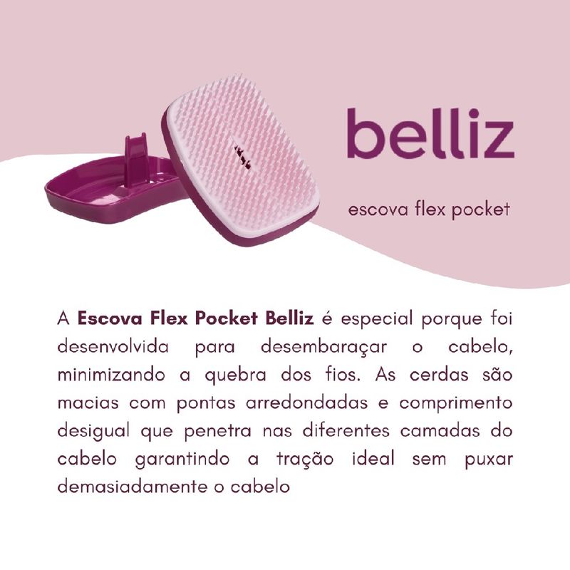 Escova de Cabelo Belliz Flex Pocket Cassis