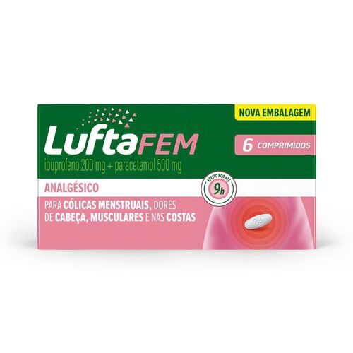 Analgésico Luftafem 6 comprimidos - Ibuprofeno e Paracetamol