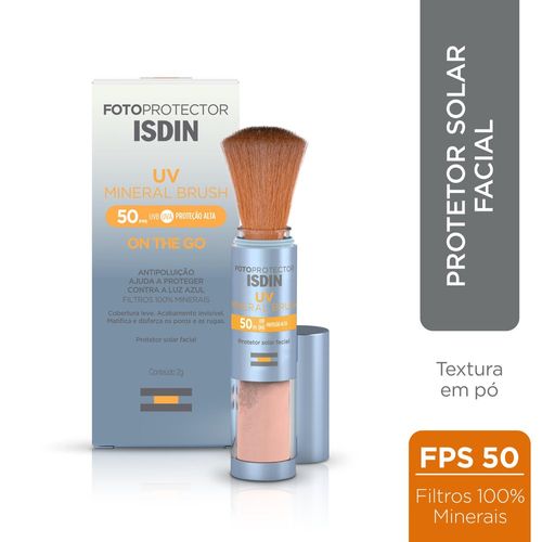 Protetor Solar em Pó sem cor ISDIN UV Brush Mineral FPS 50 ml