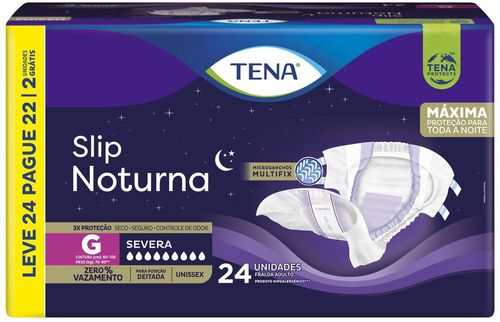 Fralda Geriátrica Tena Slip Noturno G Leve 24 Pague 22 Unidades