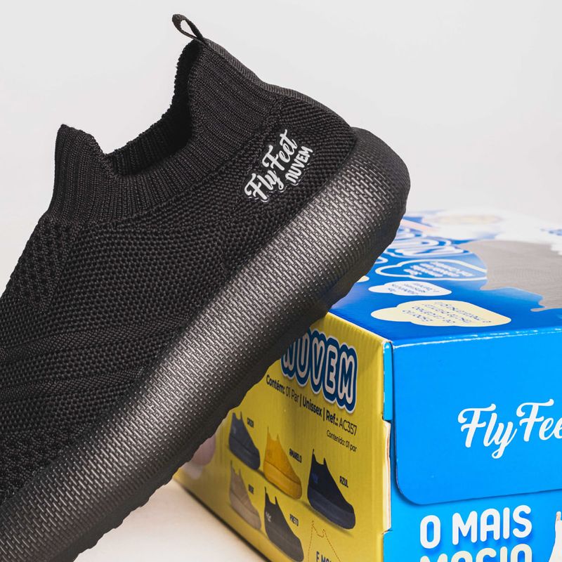 Tênis Ortopédico Flyfeet Nuvem Knit Ortho Pauher - Preto - Tamanho 36/37