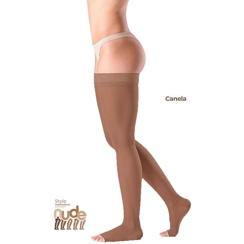 Meia 7/8 Ever Sheer 20-30 mmHg Aberta Canela Tam P2
