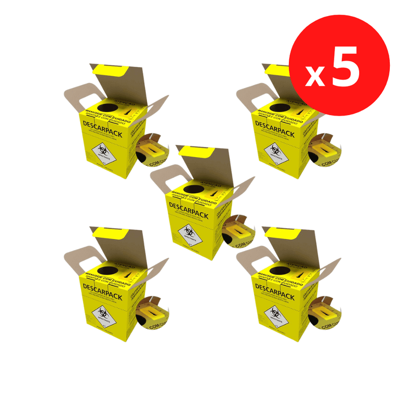 Descarpack Coletor para Material Perfurocortante Descartável 13L - Kit 5un