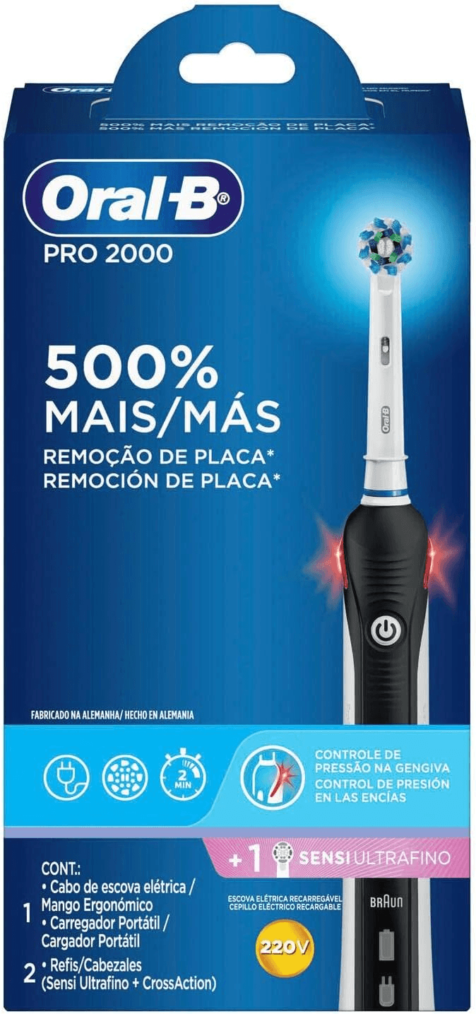 Encontraproduto.com.br - Escova Dental Eletrica Oral-B Pro 2000 220V + Refil