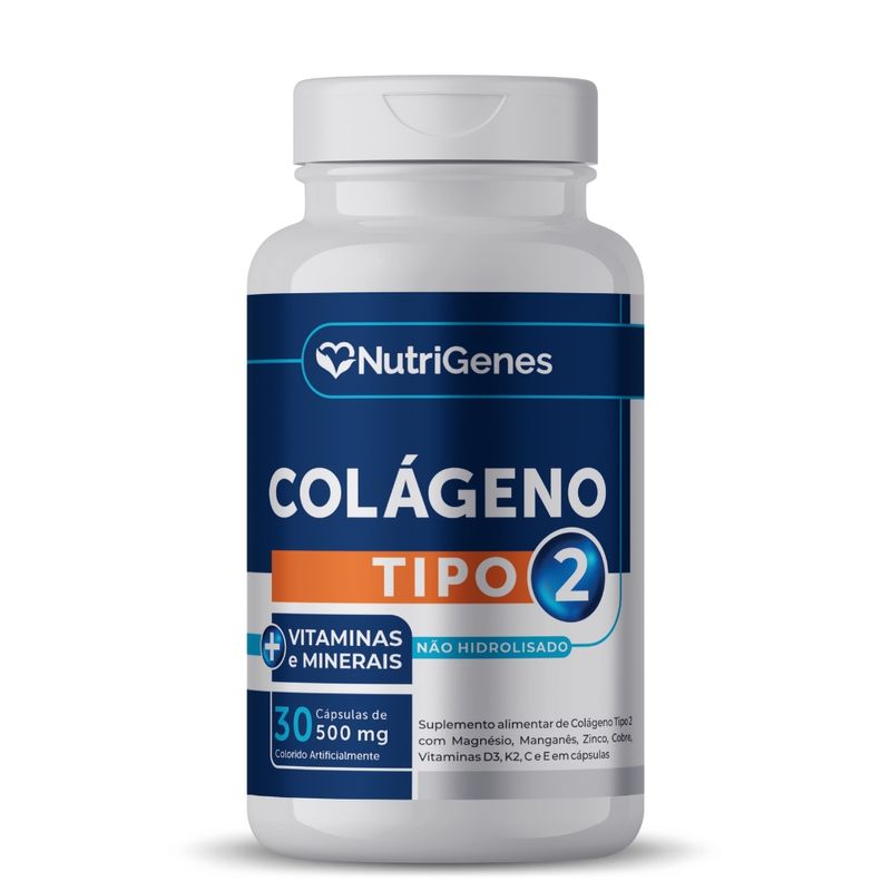 Colágeno Tipo 2 com Vitamina D3 30 cápsulas 500mg Nutrigenes