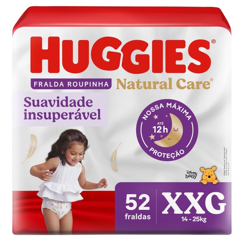 Fralda Roupinha Huggies Natural Care XXG 52 Unidades 