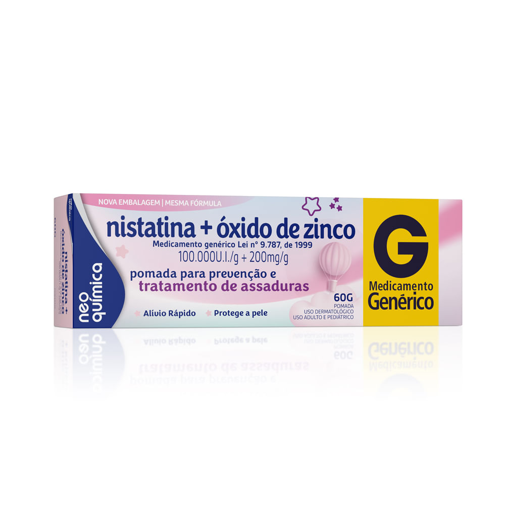 Nistatina + Óxido de Zinco Pomada 60g Neo Química Genérico Menor preço em Nistatina + Óxido de Zinco Pomada 60g Neo Química Genérico