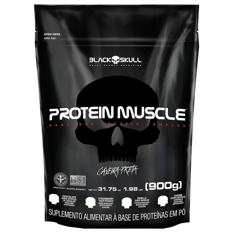 Protein Muscle BLACKSKULL (Refil) - 900g (Blend Proteínas) - BAUNILHA