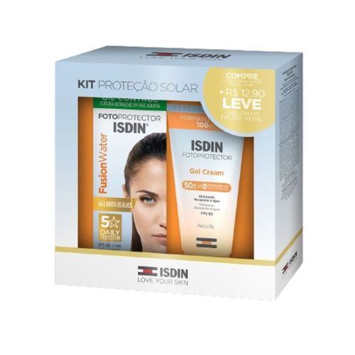 Kit Proteção Solar Isdin Fotoprotetor Fusion Water Fps60 50ml + Gel Cream Fps50 99g