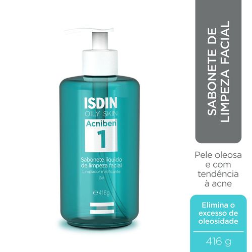 Sabonete líquido gel de Limpeza Facial isdin acniben oily Skin frasco 416g