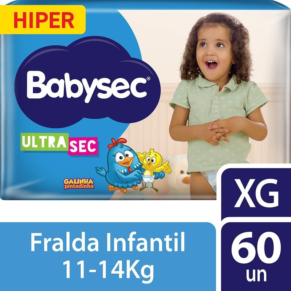 Foto da Fralda Babysec Ultrasec Hiper XG 60 Unidades