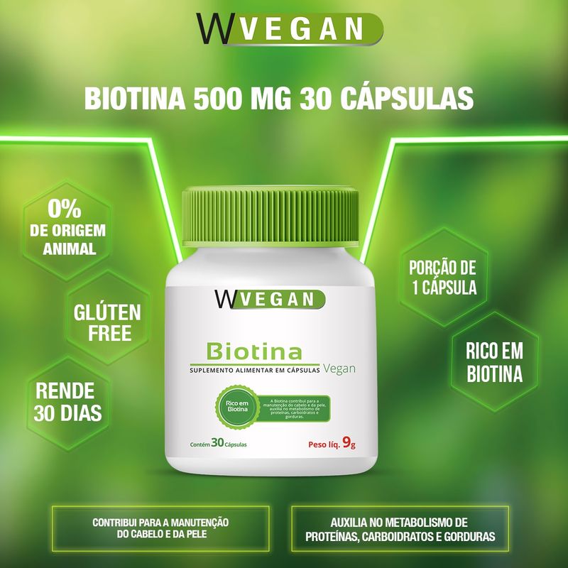 Biotina 30 capsulas WVegan Vitamina H Vegano
