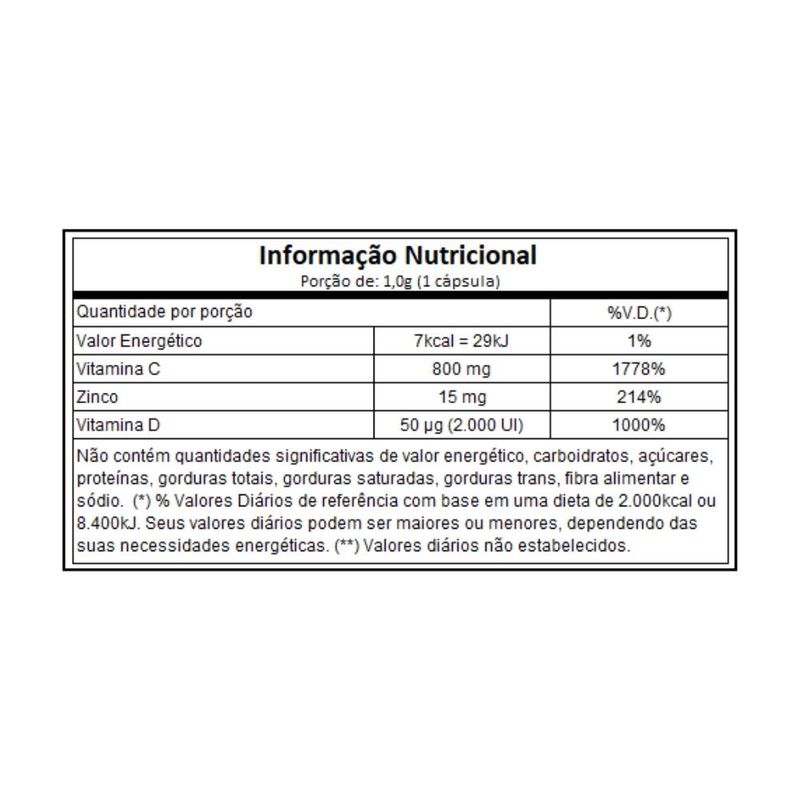 Vitamina D3 com Vit C e Zinco 30 caps Vitafor