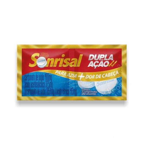 Sonrisal Tradicional Dupla Ação Antiácido e Analgésico para Alívio da Azia e Dor de Cabeça com 2 pastilhas
