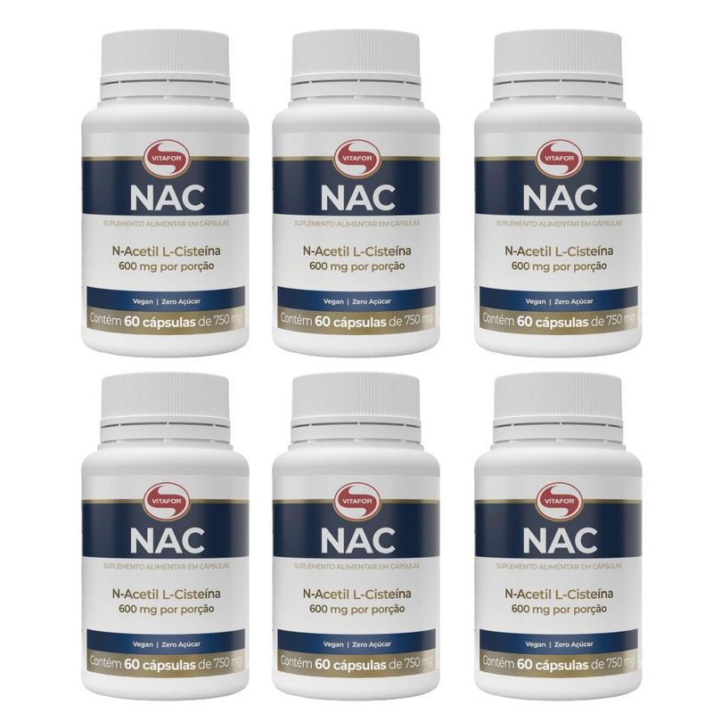 Kit 6x NAC N-Acetil L-Cisteína 600mg 60 caps Vitafor