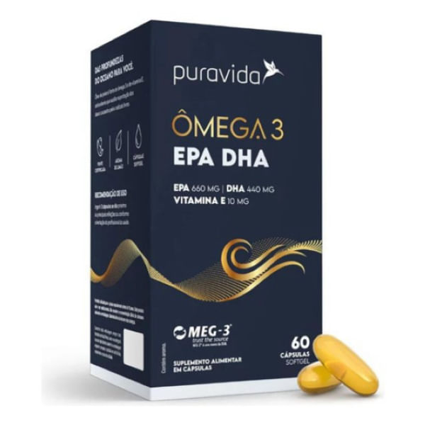 Kit com 6 Ômega 3 EPA DHA + Vitamina E - 1411mg de Ômega 3 - 60 Softgels