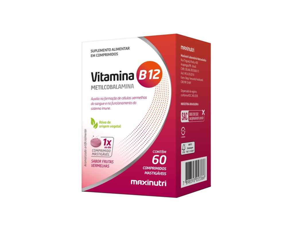 Vitamina B12 Mastigavel 60 Comprimidos Maxinutri - Pague Menos