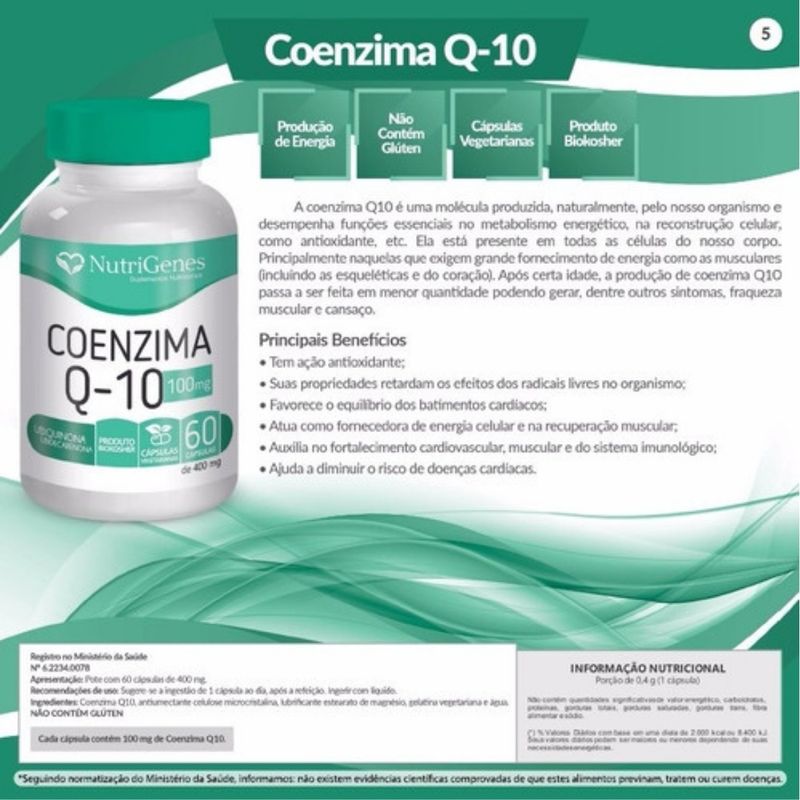 Coenzima Q10 CoQ10 Nutrigenes - 100mg - 60 Cápsulas (3 Unidades) + Vitaminas