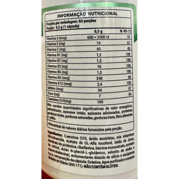 Coenzima Q10 CoQ10 Nutrigenes - 100mg - 60 Cápsulas (3 Unidades) + Vitaminas