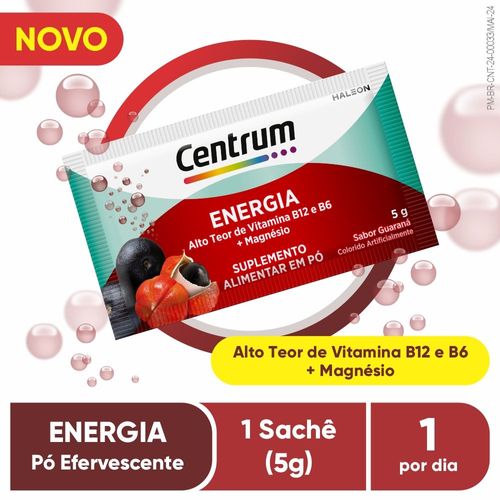 Centrum Pó Efervescente Energia sabor Guaraná com Vitamina B12 e B6 + Magnésio