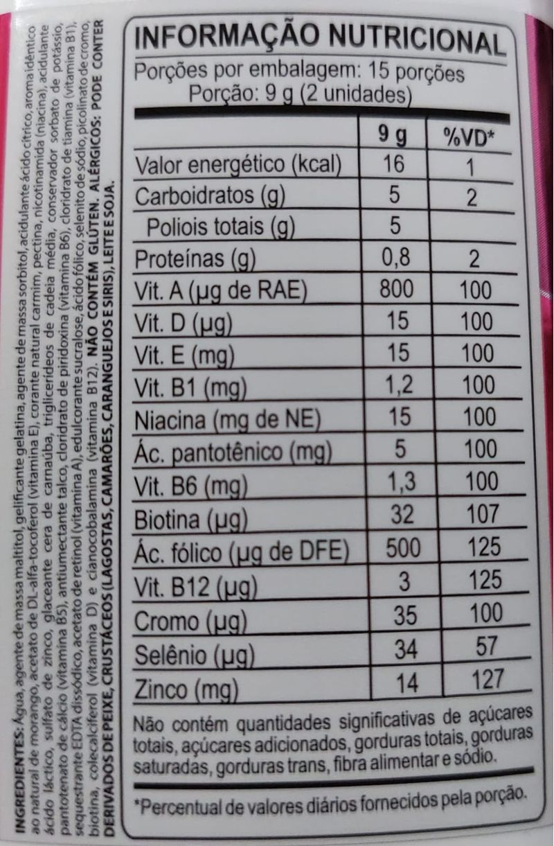 6x Hair Up Gummy - 30 Gomas Morango - com Biotina e Vitaminas