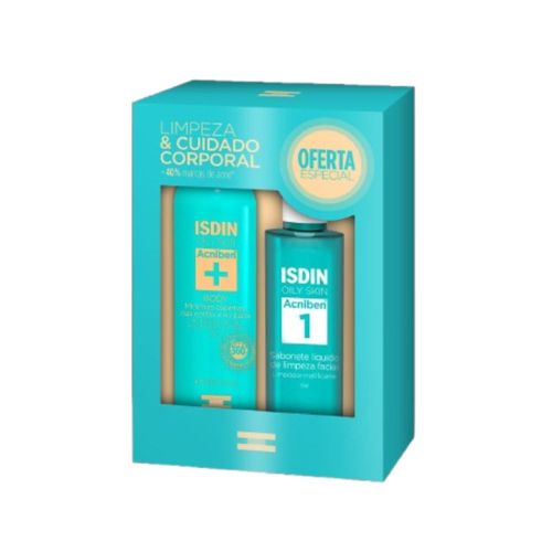 Kit Isdin Antiacne Spray Corporal 150ml + Sabonete Líquido Facial Gel 208g
