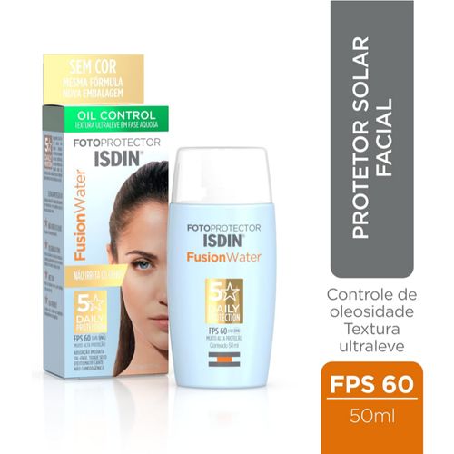Protetor Solar Facial Isdin Fusion Water FPS 60 Sem Cor 50ml