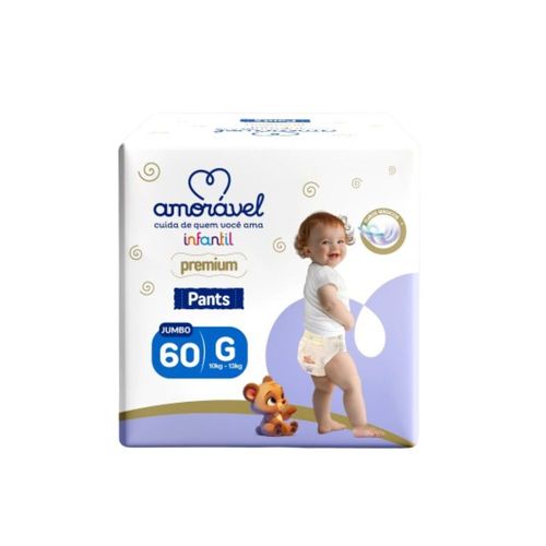 Fralda Amoravel Pants Infantil G 60 Unidades