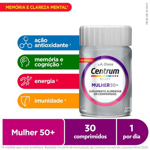 Centrum Select  Multivitaminico Mulher 50 + Vitaminas De A A Z  Com 30 Comprimidos
