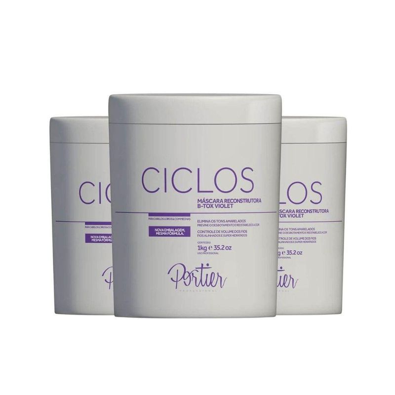 Portier Ciclos B-Tox Violet Máscara Reconstrutora (3 x 1kg)