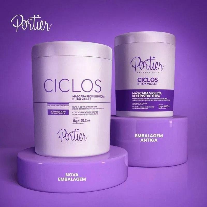Portier Ciclos B-Tox Violet Máscara Reconstrutora (3 x 1kg)