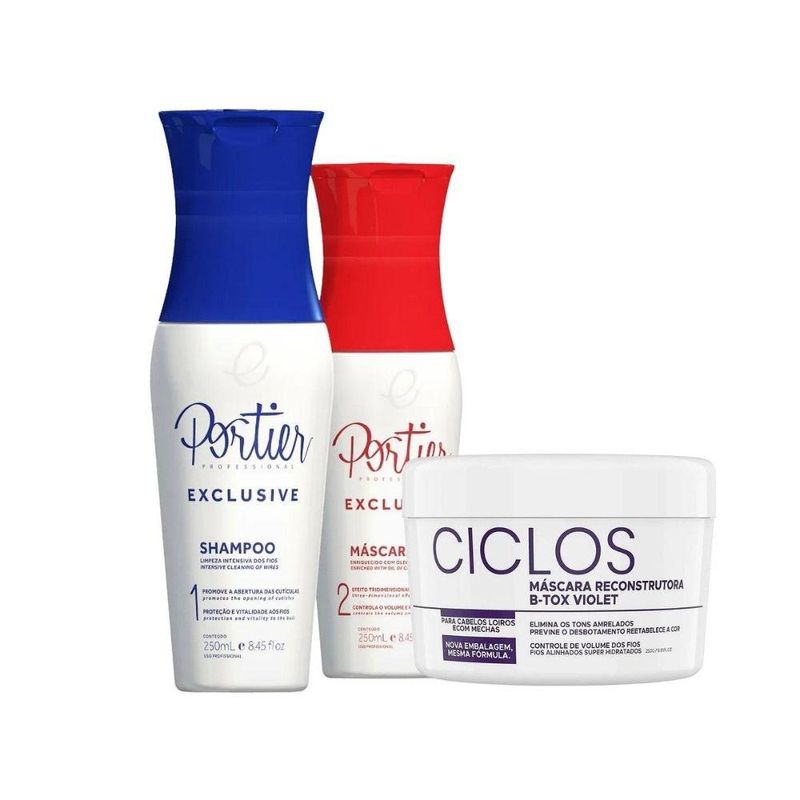 Portier Exclusive Escova Progressiva (2x 250ml) + Ciclos B-Tox Máscara Violet 250g