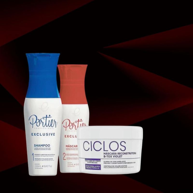 Portier Exclusive Escova Progressiva (2x 250ml) + Ciclos B-Tox Máscara Violet 250g