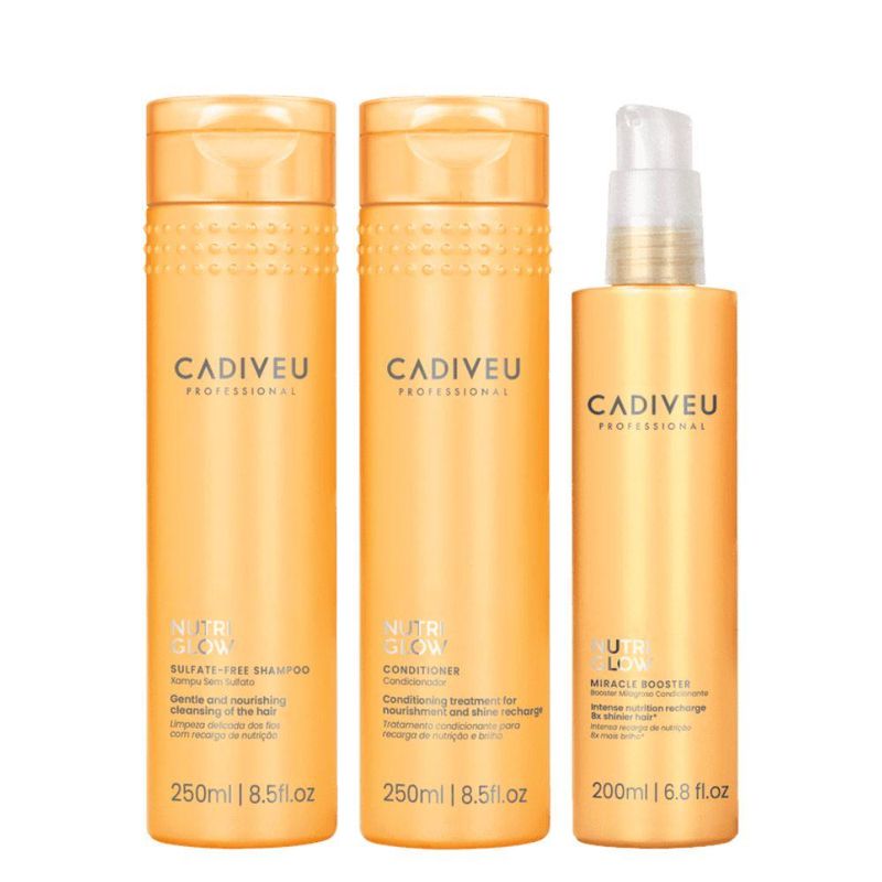 Cadiveu Nutri Glow Shampoo 250ml + Condicionador 250ml + Fluído de Tratamento 200ml
