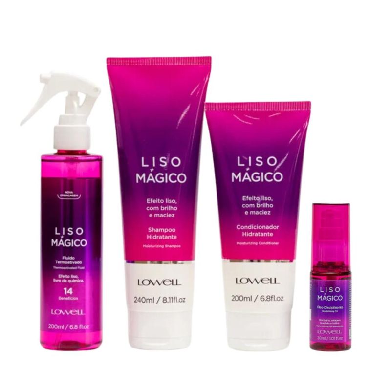 Lowell Keeping Liss Liso Mágico Shampoo + Condicionador + Termoativo + Óleo Capilar