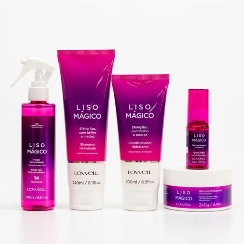 Lowell Keeping Liss Liso Mágico Shampoo + Condicionador + Termoativo + Óleo Capilar