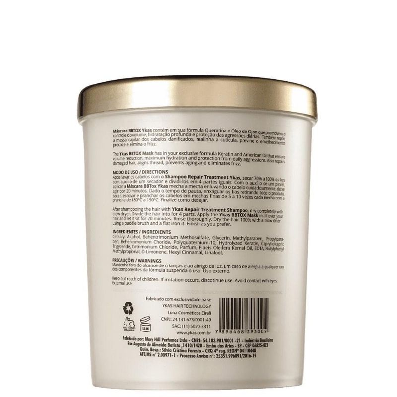 Máscara Ykas Gold BBtox Capilar Pro Repair 1000g