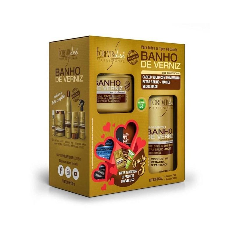 Forever Liss Banho de Verniz Kit Shampoo 300ml+Máscara 250g