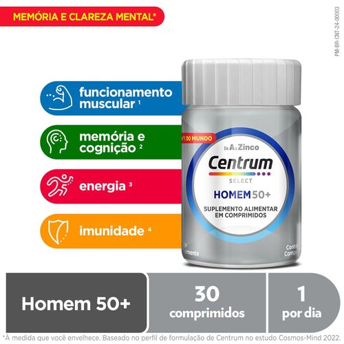 Centrum Select Multivitaminico Homem 50 + Vitaminas de A a Z 30 Comprimidos