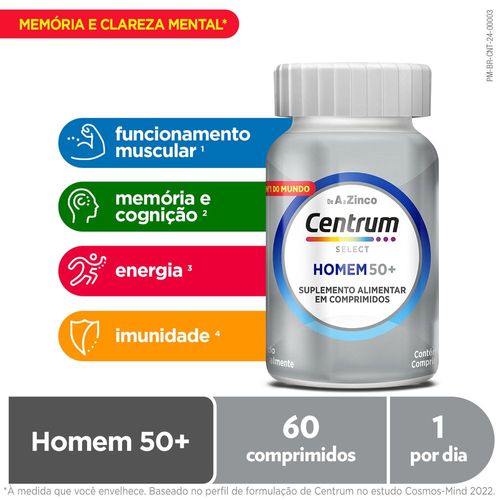 Centrum Select  Suplemento Vitamínico Homem 50 + Vitaminas De A A Z  60 Comprimidos