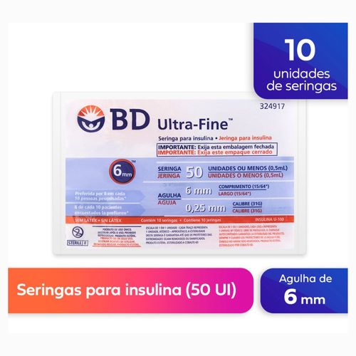 Seringa Bd Ultra-Fine™ 50ui 10 Unidades com Agulha 6mm