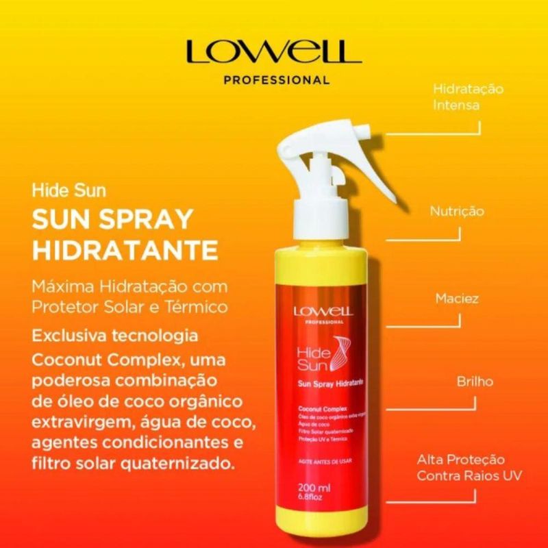 Lowel Professional Hide Sun Spray Hidratante Leave-In 200ml