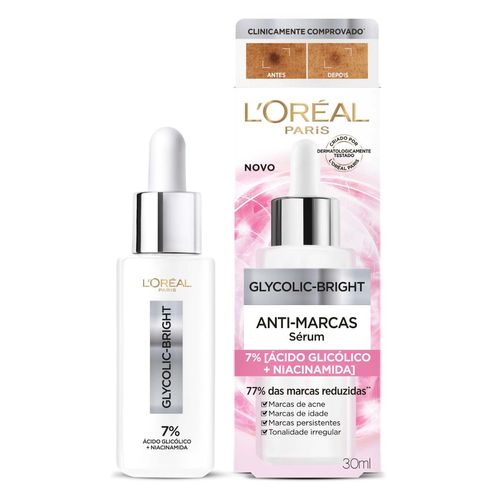 Sérum Facial Loréal Glycolic Bright Antimarcas 30ml